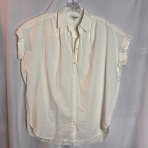Women's Ivory Button front short slv Madewell shirt Size XS